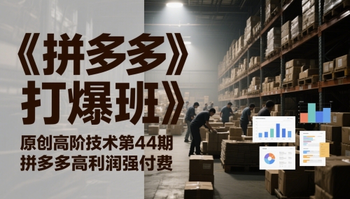 《拼多多打爆班》原创高阶技术第44期，拼多多高利润强付费-吾爱网创