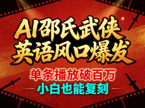 AI邵氏武侠英语风口爆发，单条播放破百万，小白也能复刻-吾爱网创