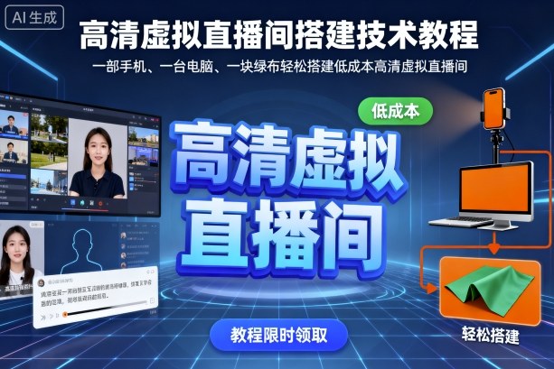 高清虚拟直播间搭建技术教程，一部手机、一台电脑、一块绿布轻松搭建低成本高清虚拟直播间-吾爱网创