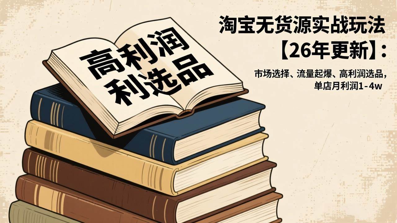 （17046期）淘宝无货源实战玩法【26年更新】：市场选择、流量起爆、高利润选品，单店月利润1-4w-吾爱网创