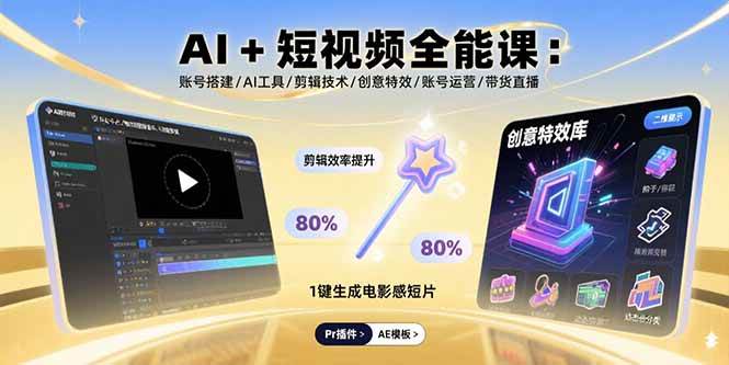 （15862期）AI+短视频全能课：账号搭建/AI工具/剪辑技术/创意特效/账号运营/带货直播-吾爱网创