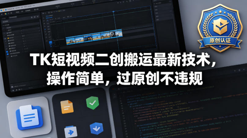 TK短视频二创搬运最新技术，操作简单，过原创不违规-吾爱网创