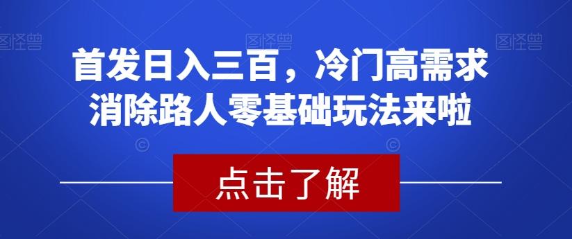 首发日入三百,冷门高需求消除路人零基础玩法来啦【揭秘】-吾爱网创