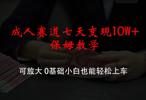 成人赛道七天变现10W+保姆教学，可放大，0基础小白也能轻松上车【揭秘】-吾爱网创