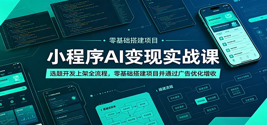 小程序AI变现实战课:选题开发上架全流程,零基础搭建项目并通过广告优化增收-吾爱网创