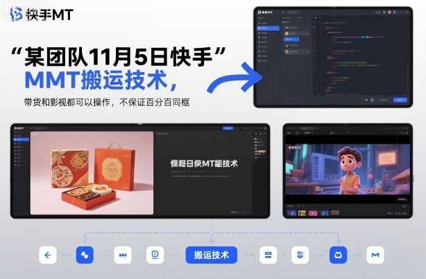 某团队11月5日快手MT搬运技术，带货和影视都可以操作，不保证百分百同框，自测-吾爱网创