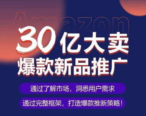 亚马逊·30亿大卖爆款新品推广，可复制、全程案例实操的爆款推新SOP-吾爱网创