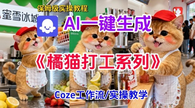 Coze扣子工作流一键生成胖橘猫打工短视频，保姆级实操搭建教学-吾爱网创
