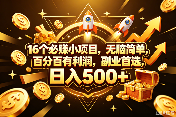 (18440期)16个必赚钱的小项目,百分百赚米,无脑简单,副业首选,日入300+-吾爱网创