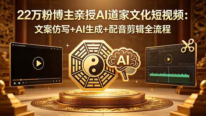 (18580期)22万粉博主亲授AI道家文化短视频:文案仿写+AI生成+配音剪辑全流程-吾爱网创