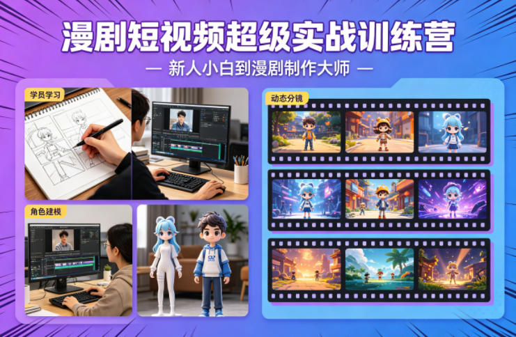 漫剧短视频超级实战训练营,新人小白到漫剧制作大师-吾爱网创