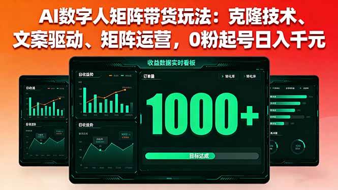 (16050期)AI数字人矩阵带货玩法:克隆技术、文案驱动、矩阵运营,0粉起号日入千元-吾爱网创