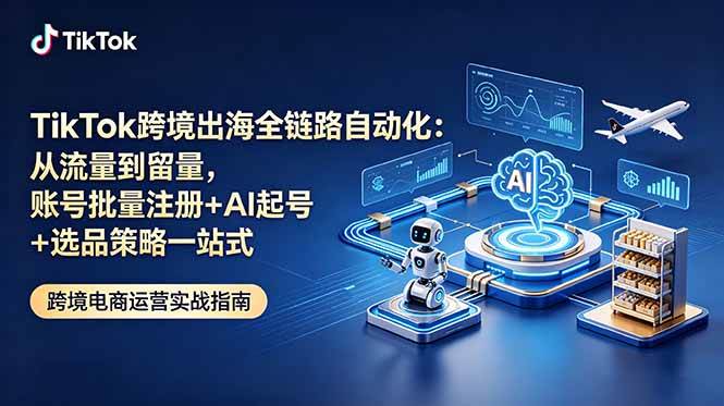 (18907期)TikTok跨境出海全链路自动化:从流量到留量,账号批量注册+AI起号+选品策略一站式-吾爱网创