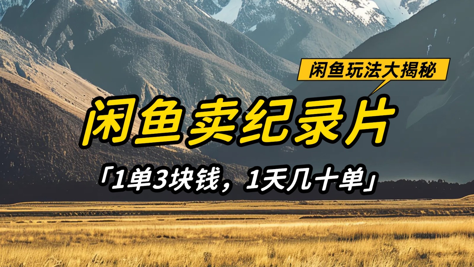 闲鱼卖纪录片，简单又赚钱的小项目，1单3块钱 1天几十单-吾爱网创