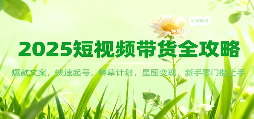 2025短视频带货全攻略：爆款文案，快速起号，种草计划，星图变现，新手零门槛上手-吾爱网创