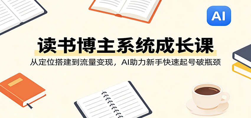 读书博主系统成长课：从定位搭建到流量变现，AI助力新手快速起号破瓶颈-吾爱网创