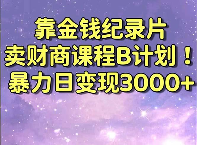 靠金钱纪录片卖财商课程B计划！暴力日变现3000+，喂饭式干货教程！-吾爱网创