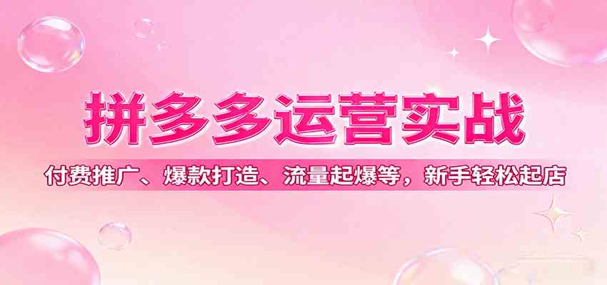 拼多多运营实战，付费推广、爆款打造、流量起爆等，新手轻松起店-吾爱网创