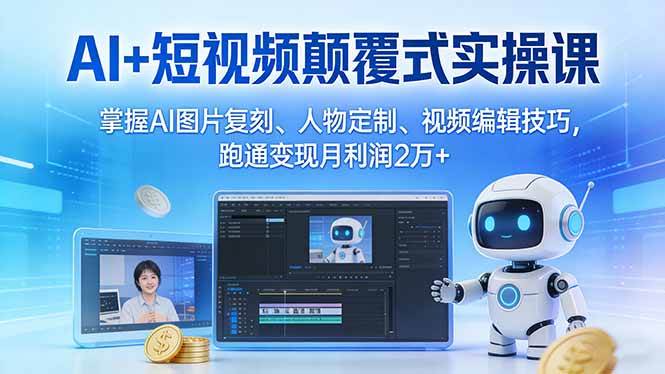 （17454期）AI+短视频颠覆式实操课：掌握AI图片复刻、人物定制、视频编辑技巧，跑通变现月利润2万+-吾爱网创