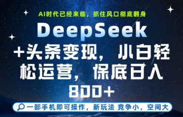 DeepSeek+头条变现，保姆级教学，小白轻松上手，日入8张+【揭秘】-吾爱网创