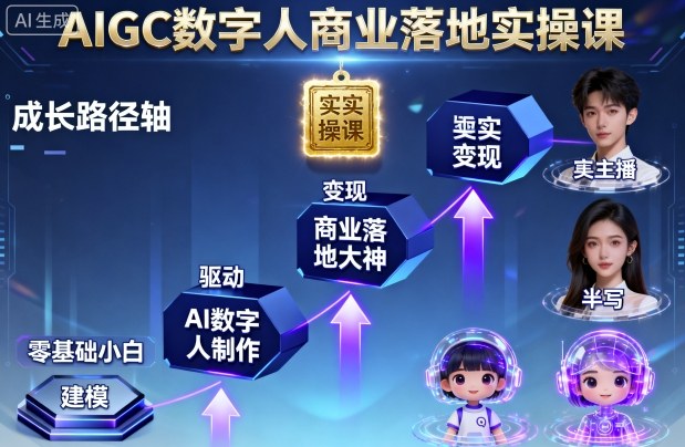 AIGC数字人商业落地实操课，从零基础小白到AI数字人大神-吾爱网创