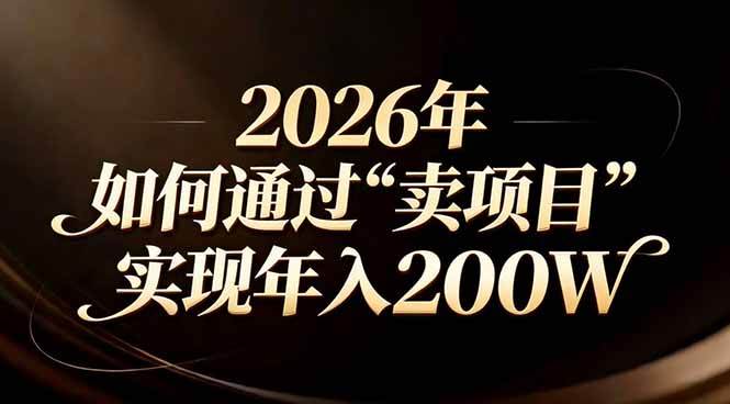 （17309期）站在2026年的十字路口：一个普通人如何通过卖项目实现年入200万-吾爱网创
