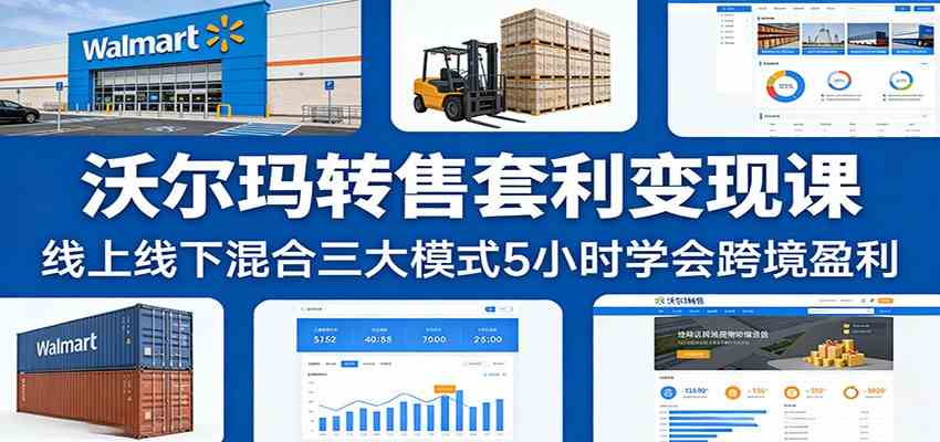 沃尔玛转售套利变现课：线上线下混合三大模式5小时学会跨境盈利-吾爱网创