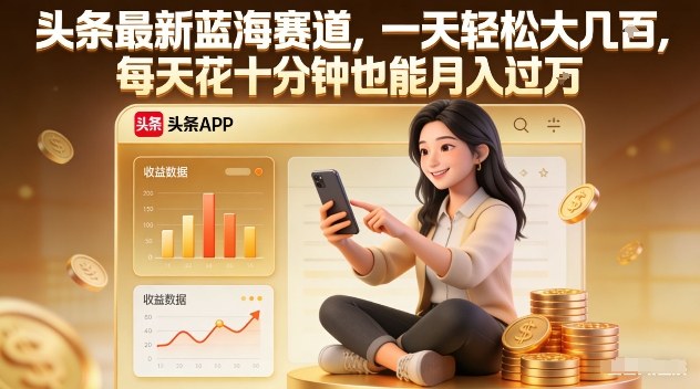 头条最新蓝海赛道，一天轻松大几张，每天花十分钟也能月入过1W【揭秘】-吾爱网创
