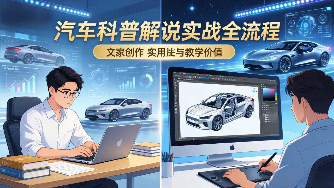（17665期）抖音汽车科普解说实战：文案+动画+画面处理+去水印全流程，打造专业汽车科普视频-吾爱网创
