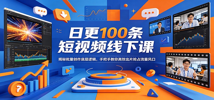 日更100条短视频线下课：揭秘批量创作底层逻辑，手把手教你高效出片抢占流量风口-吾爱网创