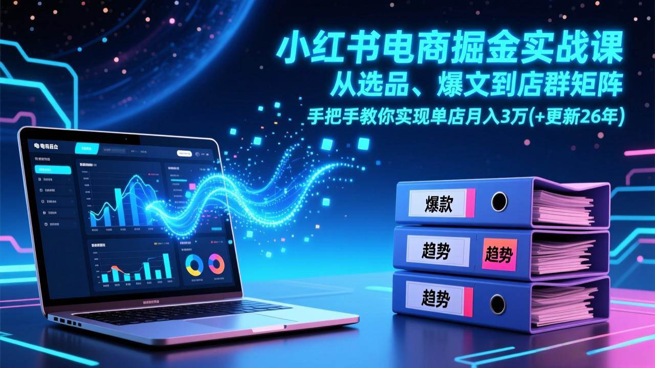 （17290期）小红书电商掘金实战课，从选品、爆文到店群矩阵，手把手教你实现单店月入3万+(更新26年)-吾爱网创