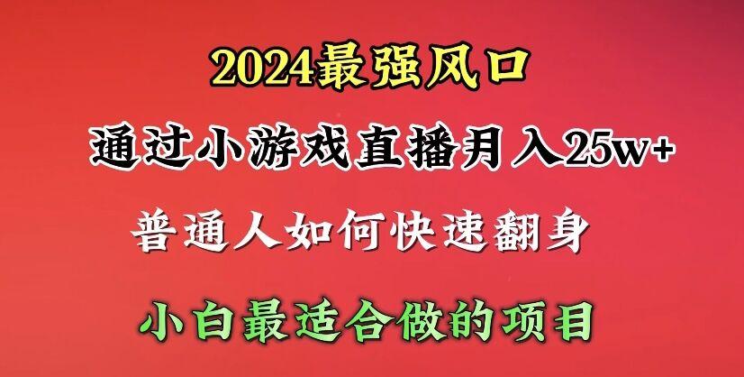 (10020期)2024年最强风口，通过小游戏直播月入25w+单日收益5000+小白最适合做的项目-吾爱网创