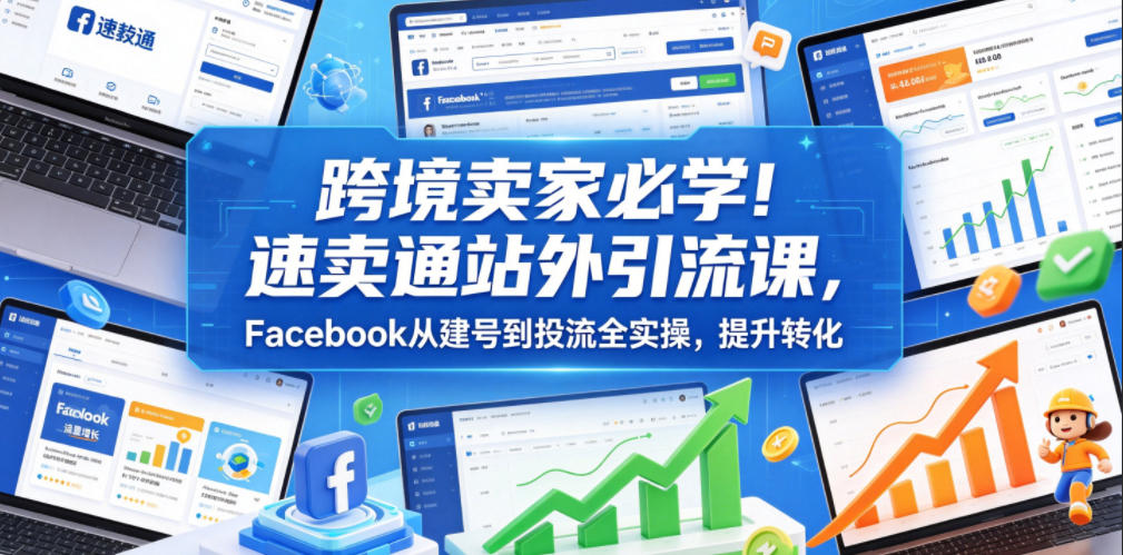 跨境卖家必学！速卖通站外引流课，Facebook从建号到投流全实操，提升转化-吾爱网创
