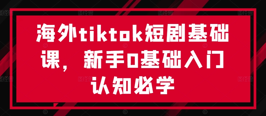海外tiktok短剧基础课，新手0基础入门认知必学-吾爱网创