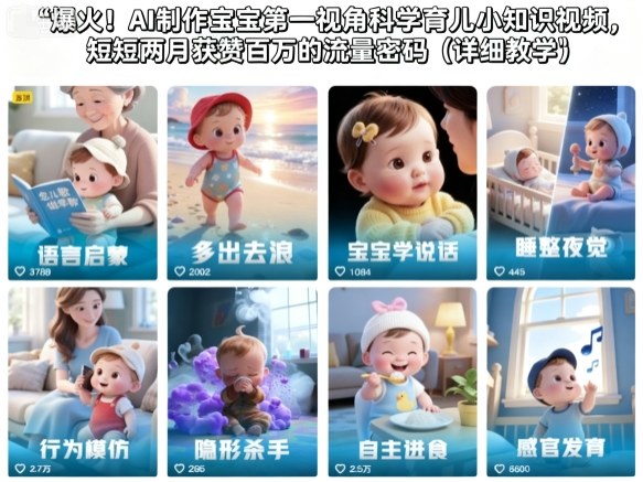 爆火！AI制作宝宝第一视角科学育儿小知识视频，短短两月获赞百万的流量密码（详细教学）-吾爱网创