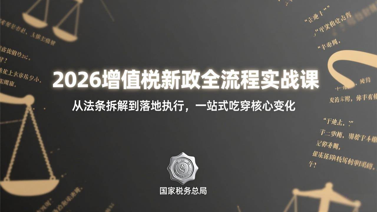 （17529期）2026增值税新政全流程实战课：从法条拆解到落地执行，一站式吃透核心变化-吾爱网创