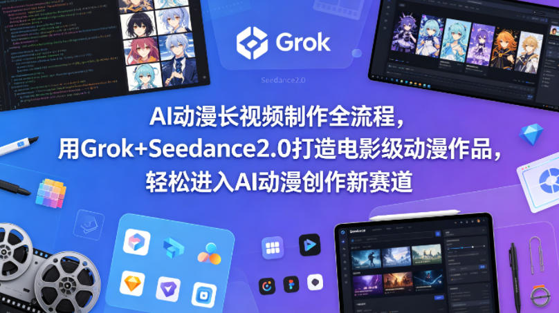 AI动漫长视频制作全流程，用Grok+Seedance2.0打造电影级动漫作品，轻松进入AI动漫创作新赛道-吾爱网创