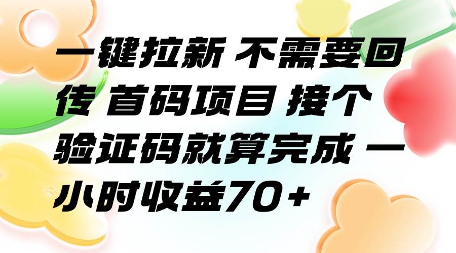 (15588期)一键拉新 不需要回传 首码项目 接个验证码就算完成 一小时收益70+-吾爱网创