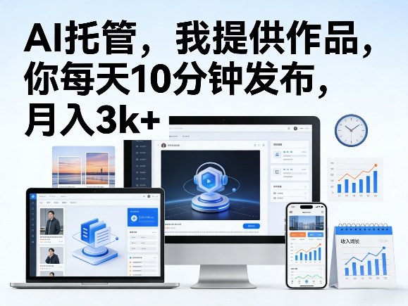 公众号AI托管，我提供作品，你每天10分钟发布，月入3k+【揭秘】-吾爱网创