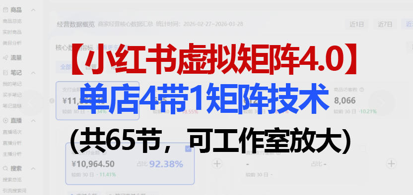 小红书虚拟矩阵4.0技术:单店4带1矩阵(共65节,可工作室放大)-吾爱网创