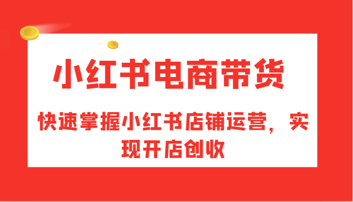 小红书电商带货，快速掌握小红书店铺运营，实现开店创收-吾爱网创
