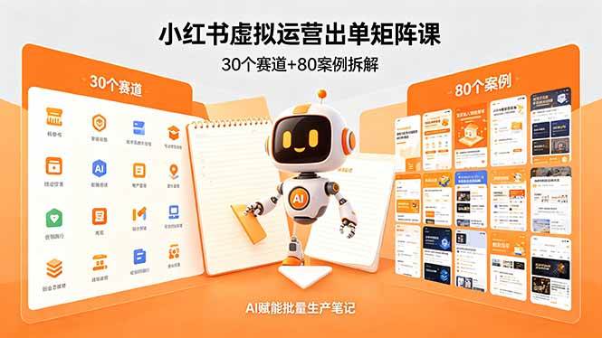 （18342期）小红书虚拟运营出单矩阵课：30个赛道+80案例拆解，AI赋能批量生产笔记-吾爱网创