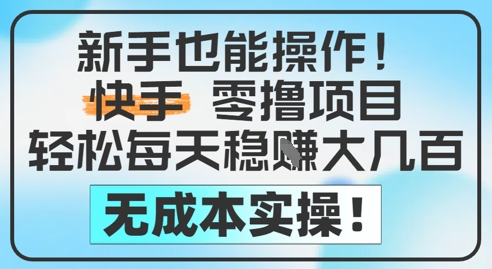 新手也能操作，快手零撸挣米，轻松每天挣2-5张，完全无成本-吾爱网创
