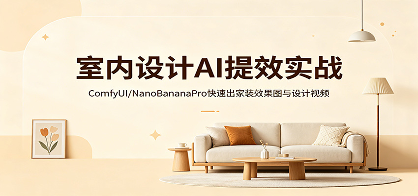 室内设计AI提效实战：ComfyUI/NanoBananaPro快速出家装效果图与设计视频-吾爱网创