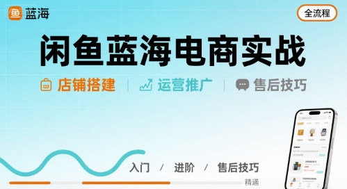 闲鱼蓝海电商实战,店铺搭建运营售后全流程-吾爱网创