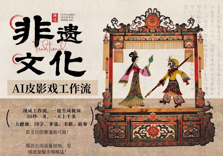 AI一键生成民俗文化非遗皮影戏视频，一刀不剪无需剪辑，30S一条，一天上百条，流量财富嘎嘎猛-吾爱网创