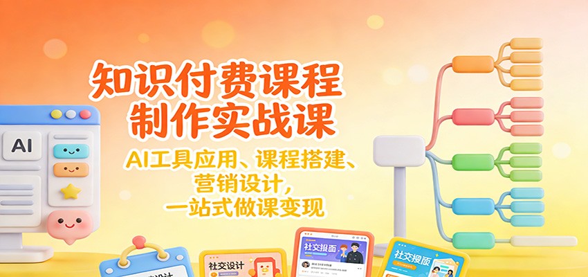 知识付费课程制作实战课：AI工具应用 、课程搭建、营销设计，一站式做课变现-吾爱网创