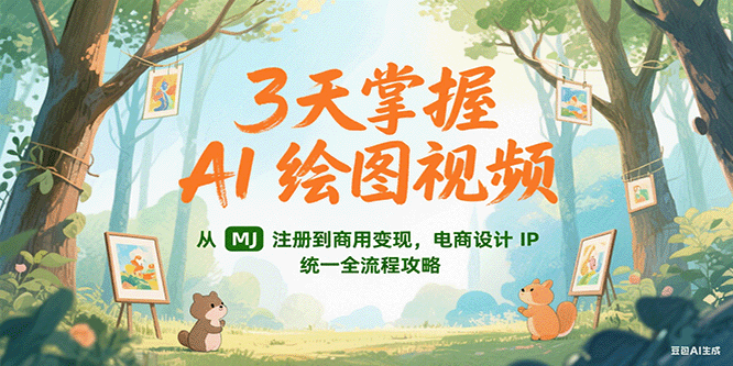 3天掌握AI绘图视频，从MJ 注册到商用变现，电商设计IP统一全流程攻略-吾爱网创