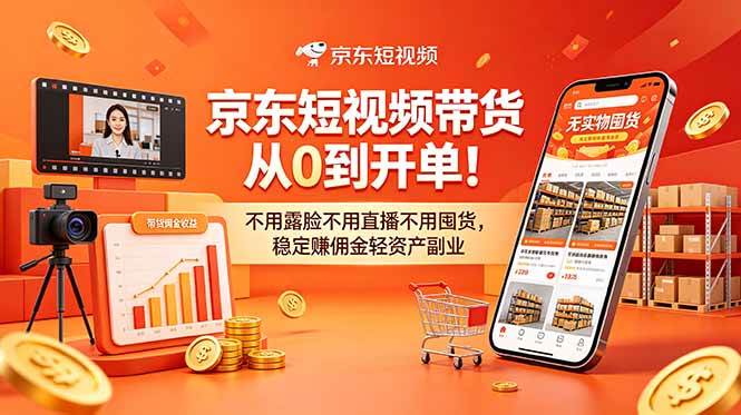 (18895期)京东短视频带货从0到开单!不用露脸不用直播不用囤货,稳定赚佣金轻资产副业-吾爱网创