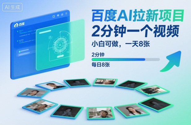 百度AI拉新项目，2分钟一个视频，小白可做，一天8张【附案例+保姆级教程】-吾爱网创